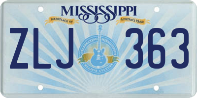 MS license plate ZLJ363