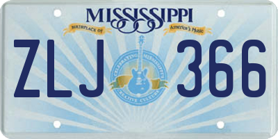 MS license plate ZLJ366