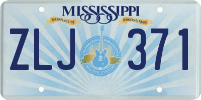 MS license plate ZLJ371