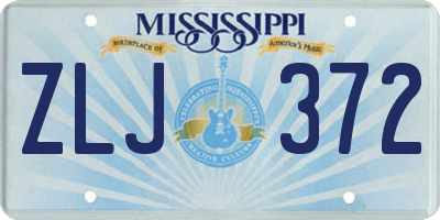 MS license plate ZLJ372