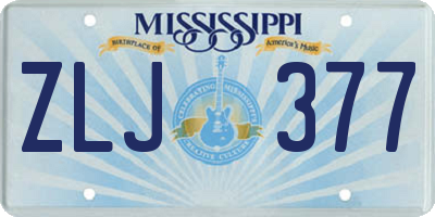 MS license plate ZLJ377