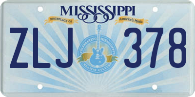 MS license plate ZLJ378