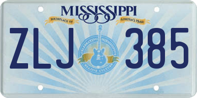 MS license plate ZLJ385