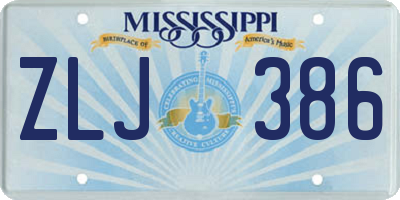 MS license plate ZLJ386