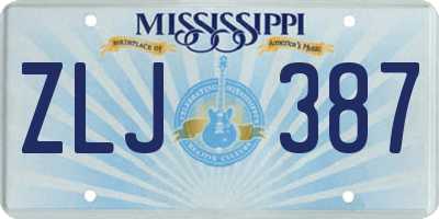 MS license plate ZLJ387