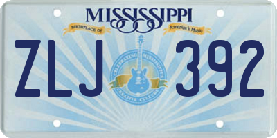MS license plate ZLJ392
