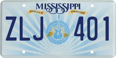 MS license plate ZLJ401