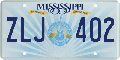 MS license plate ZLJ402