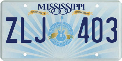 MS license plate ZLJ403
