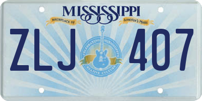 MS license plate ZLJ407