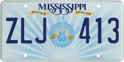 MS license plate ZLJ413