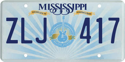 MS license plate ZLJ417