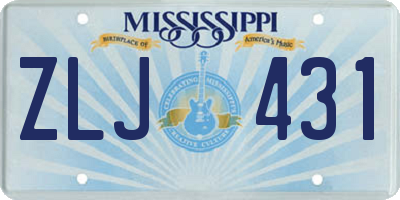 MS license plate ZLJ431