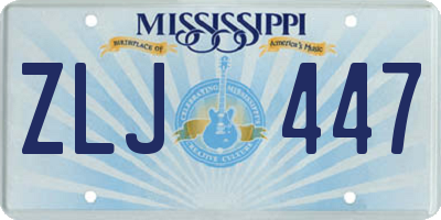 MS license plate ZLJ447