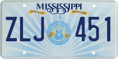 MS license plate ZLJ451