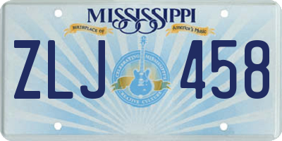 MS license plate ZLJ458