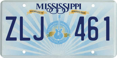 MS license plate ZLJ461