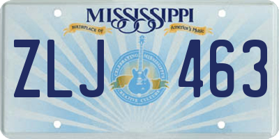 MS license plate ZLJ463