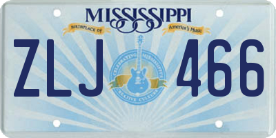 MS license plate ZLJ466