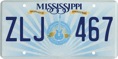 MS license plate ZLJ467