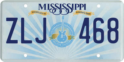 MS license plate ZLJ468