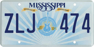 MS license plate ZLJ474