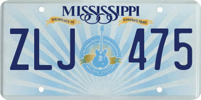 MS license plate ZLJ475