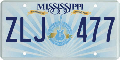 MS license plate ZLJ477