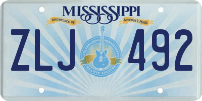 MS license plate ZLJ492