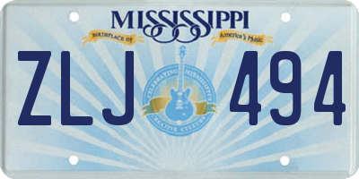 MS license plate ZLJ494