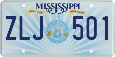 MS license plate ZLJ501