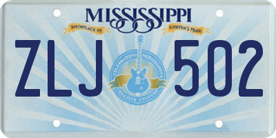 MS license plate ZLJ502