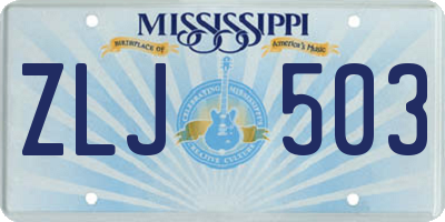 MS license plate ZLJ503