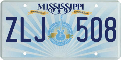 MS license plate ZLJ508