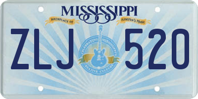 MS license plate ZLJ520