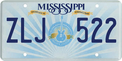 MS license plate ZLJ522