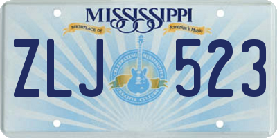 MS license plate ZLJ523