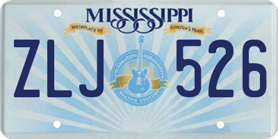 MS license plate ZLJ526