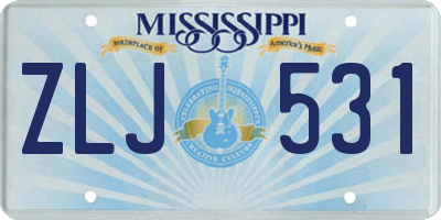 MS license plate ZLJ531