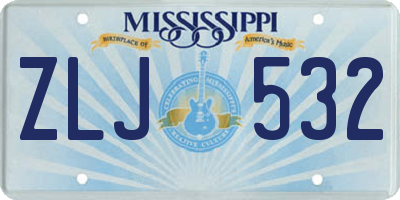 MS license plate ZLJ532