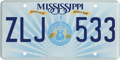 MS license plate ZLJ533