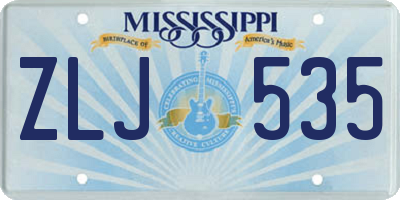 MS license plate ZLJ535