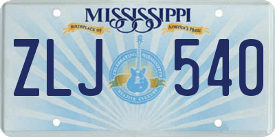 MS license plate ZLJ540