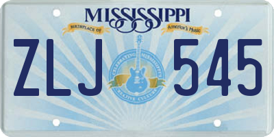 MS license plate ZLJ545