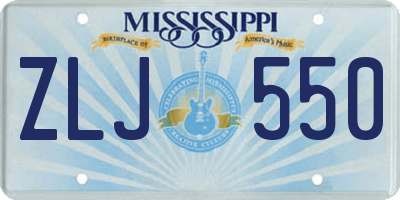 MS license plate ZLJ550