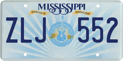 MS license plate ZLJ552