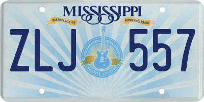 MS license plate ZLJ557