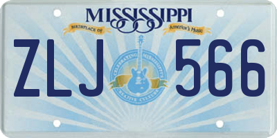 MS license plate ZLJ566