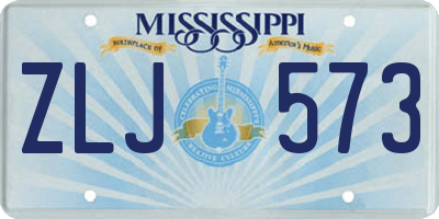 MS license plate ZLJ573