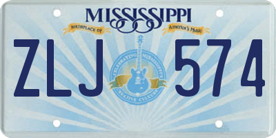 MS license plate ZLJ574